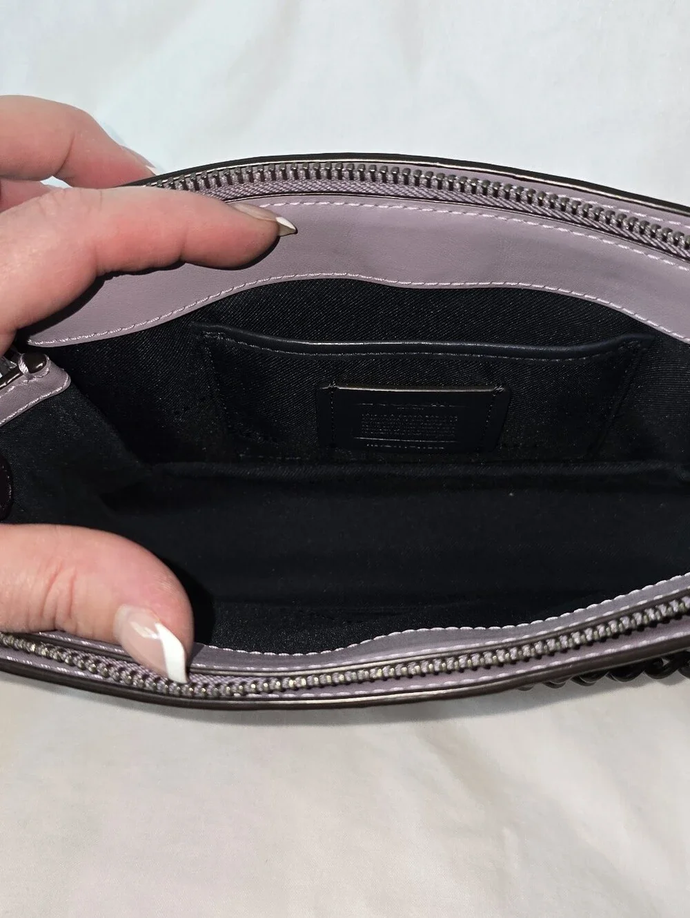 Lilac Leather COACH Crossbody Bag with Chain Accent